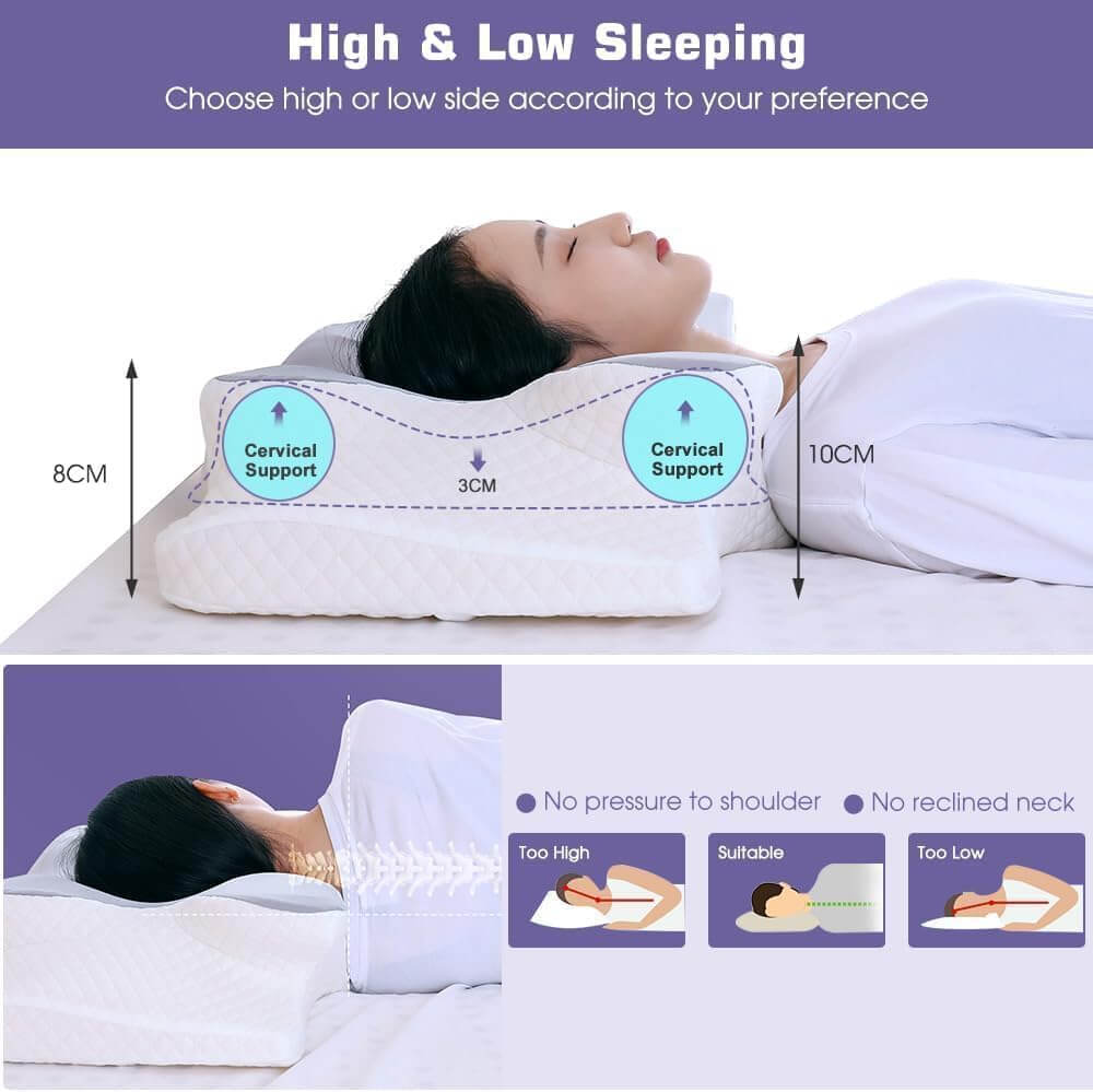 Butterfly-Shaped Contoured Memory Foam Pillow