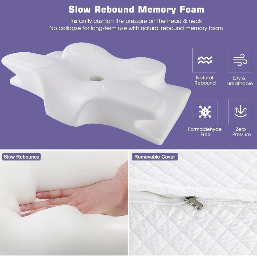 Butterfly-Shaped Contoured Memory Foam Pillow