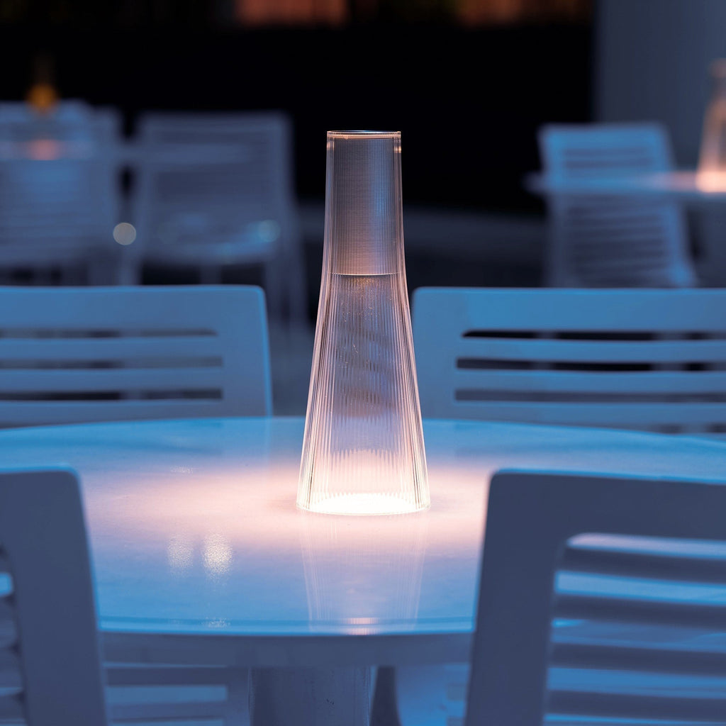 Flameless Candle Table Lamp in Clear or Brown