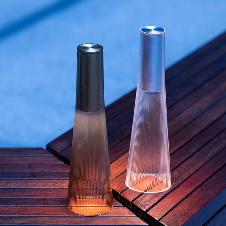 Flameless Candle Table Lamp in Clear or Brown