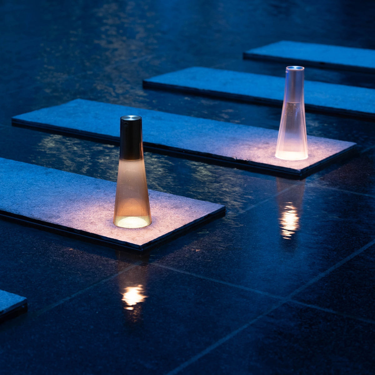 Flameless Candle Table Lamp in Clear or Brown