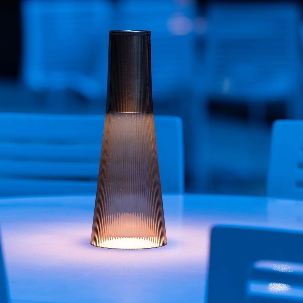 Flameless Candle Table Lamp in Clear or Brown