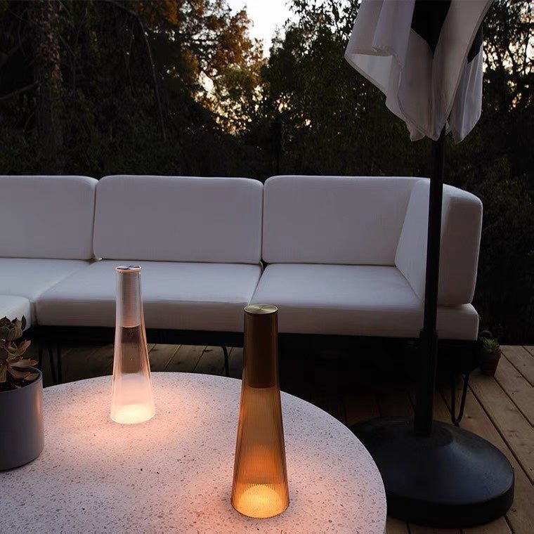 Flameless Candle Table Lamp in Clear or Brown