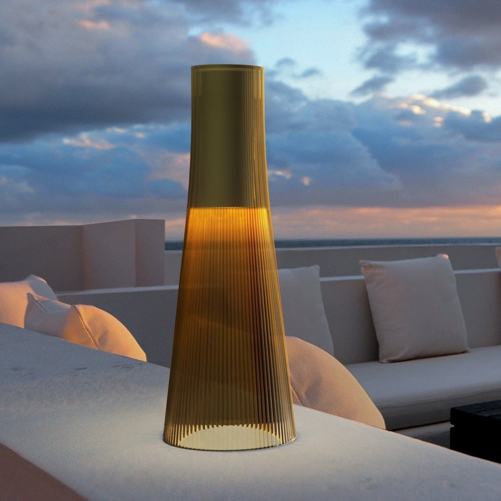 Flameless Candle Table Lamp in Clear or Brown