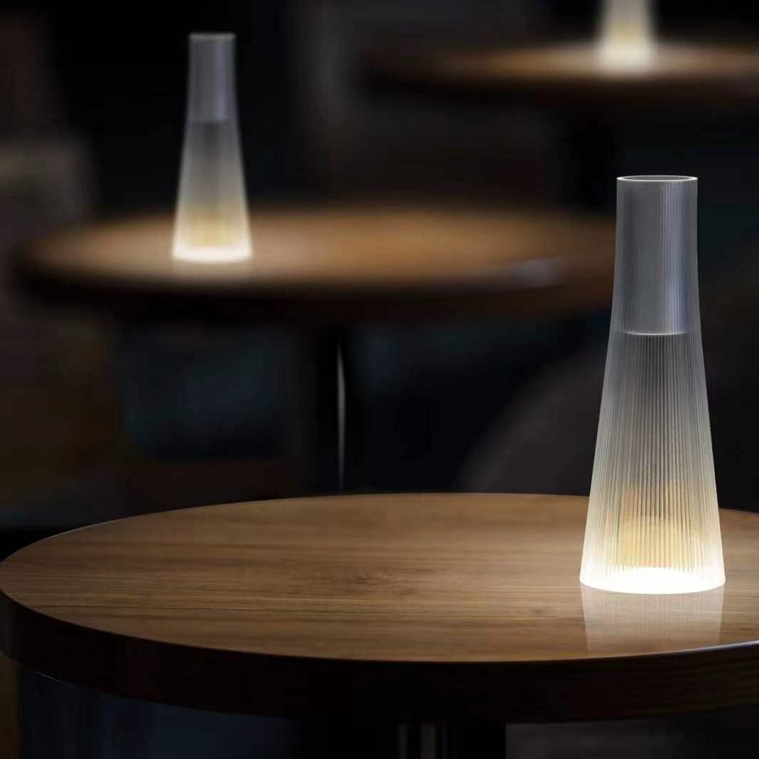 Flameless Candle Table Lamp in Clear or Brown