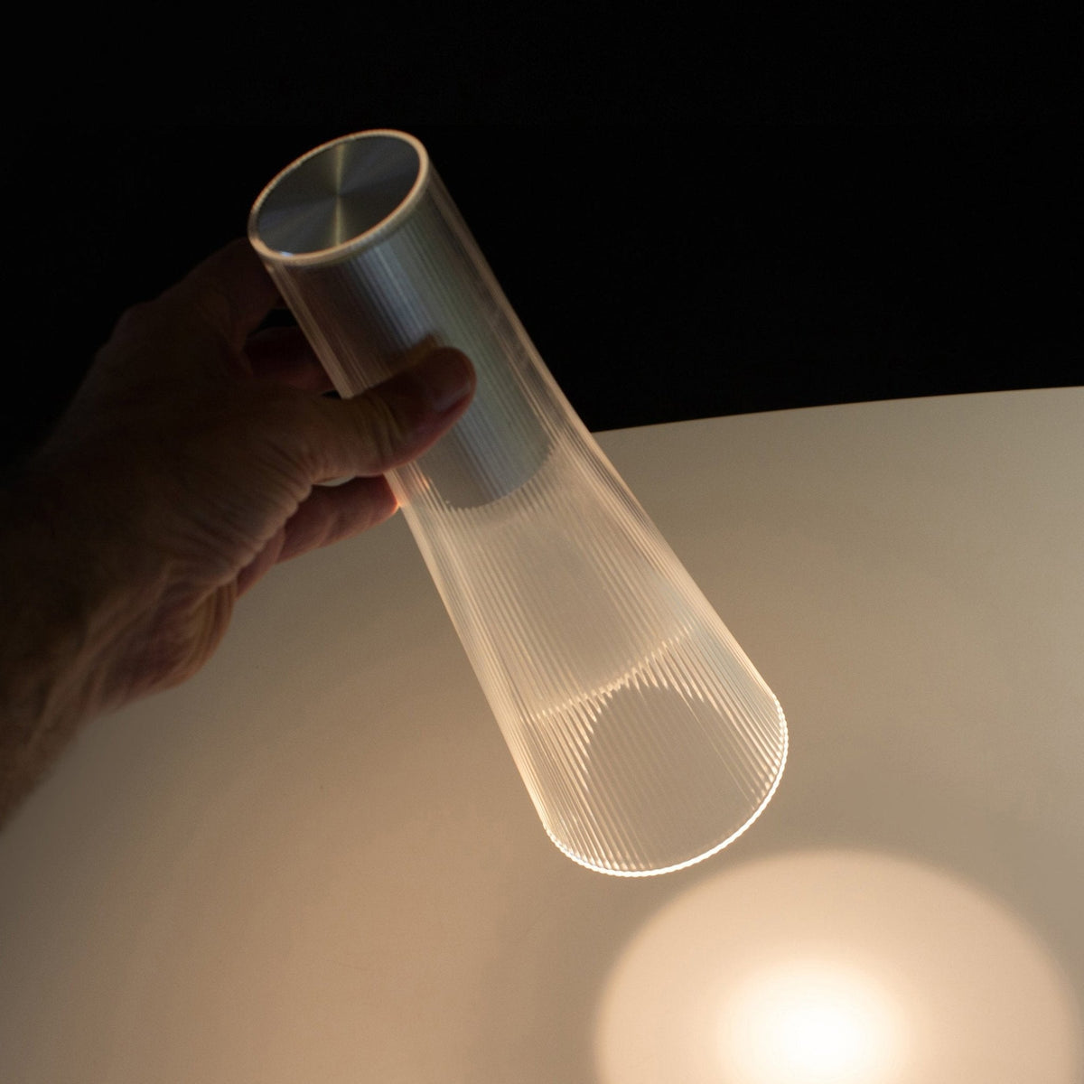 Flameless Candle Table Lamp in Clear or Brown