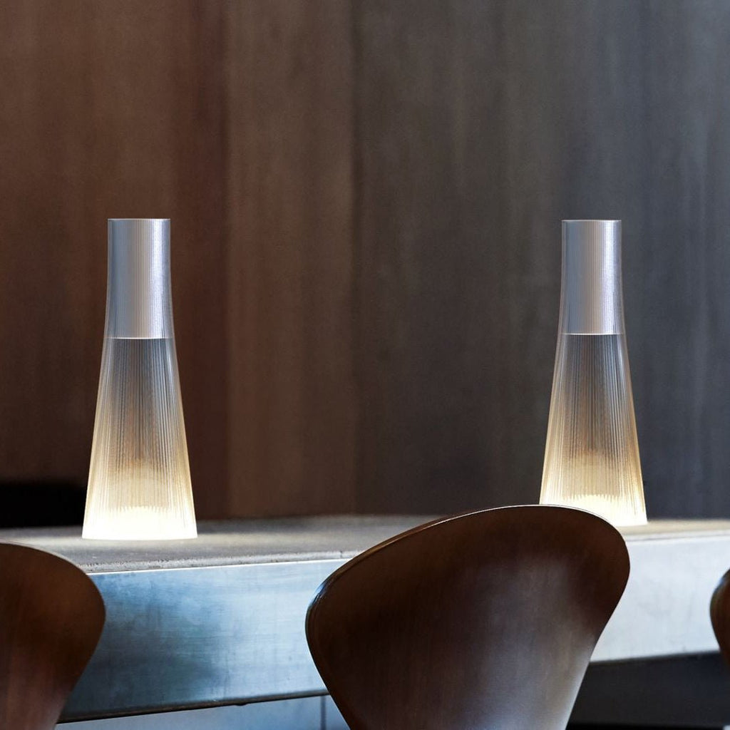 Flameless Candle Table Lamp in Clear or Brown