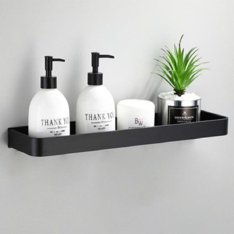 Aluminum Bathroom Shelf with Towel Bar and Hooks