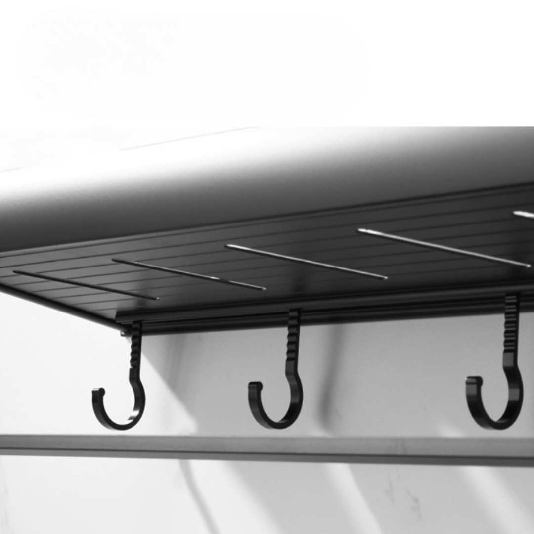 Aluminum Bathroom Shelf with Towel Bar and Hooks