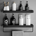 Aluminum Bathroom Shelf with Towel Bar and Hooks