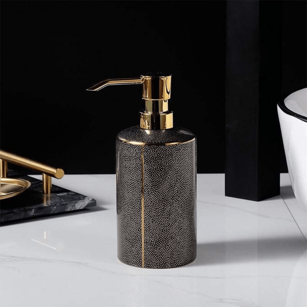 Ceramic Bathroom Accessories with Gold-Tone Accents