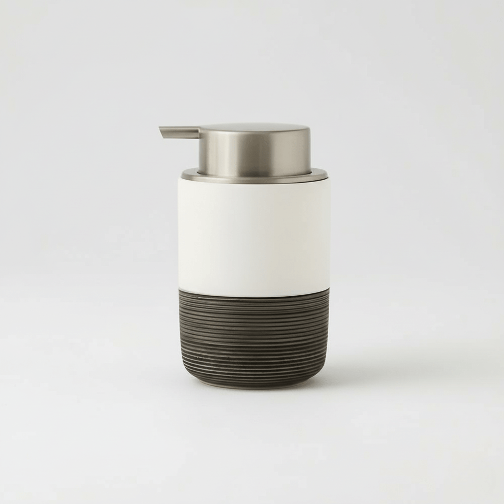 Textured Stoneware Soap Dispenser, 300 mL