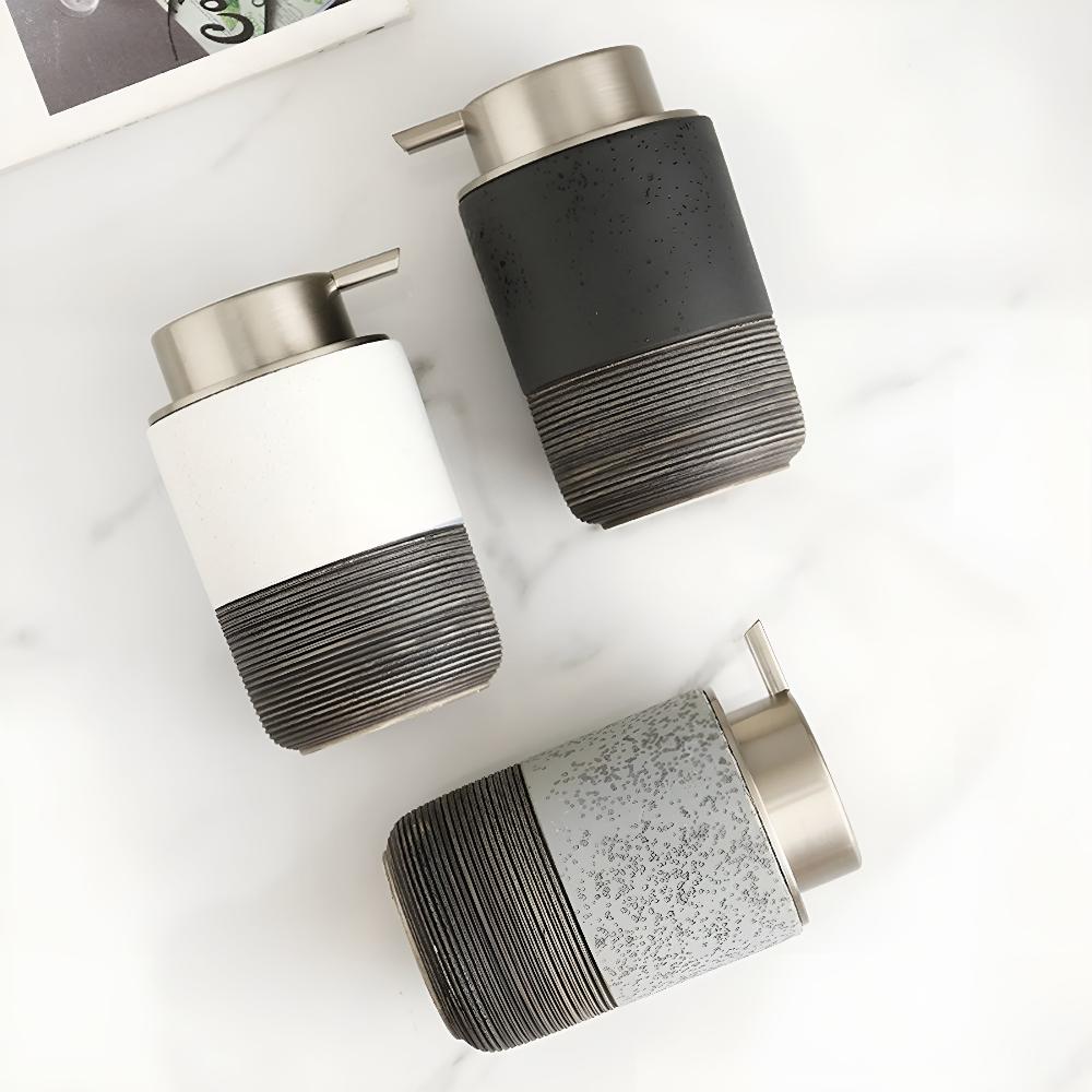 Textured Stoneware Soap Dispenser, 300 mL