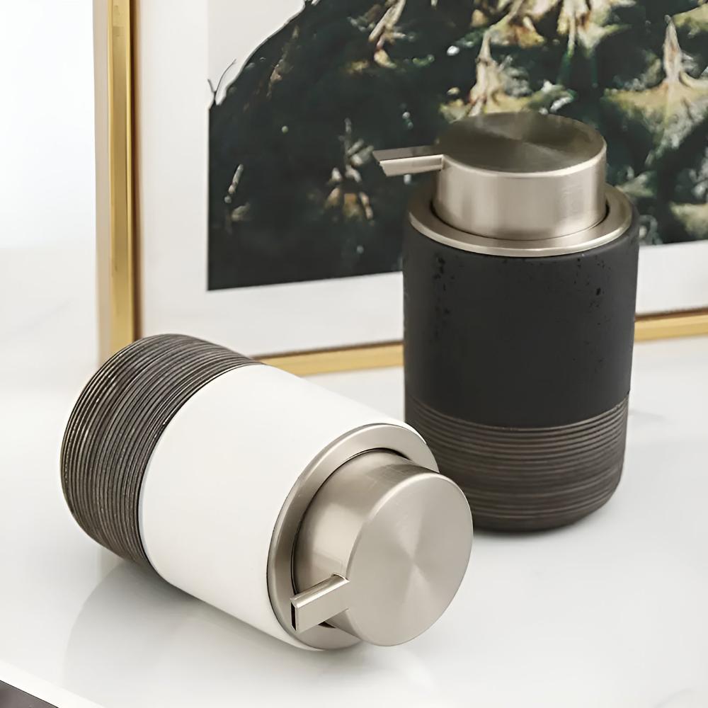 Textured Stoneware Soap Dispenser, 300 mL