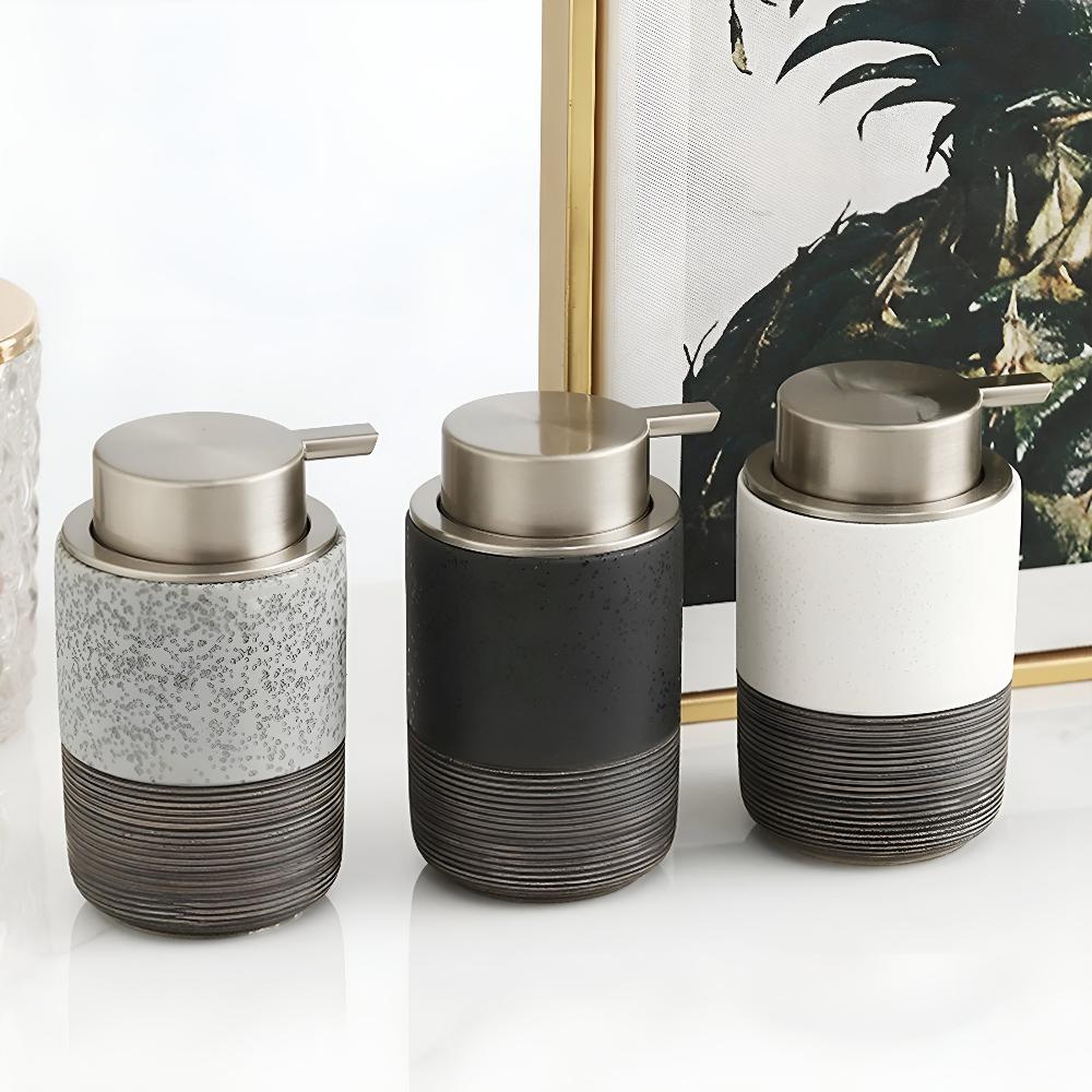 Textured Stoneware Soap Dispenser, 300 mL