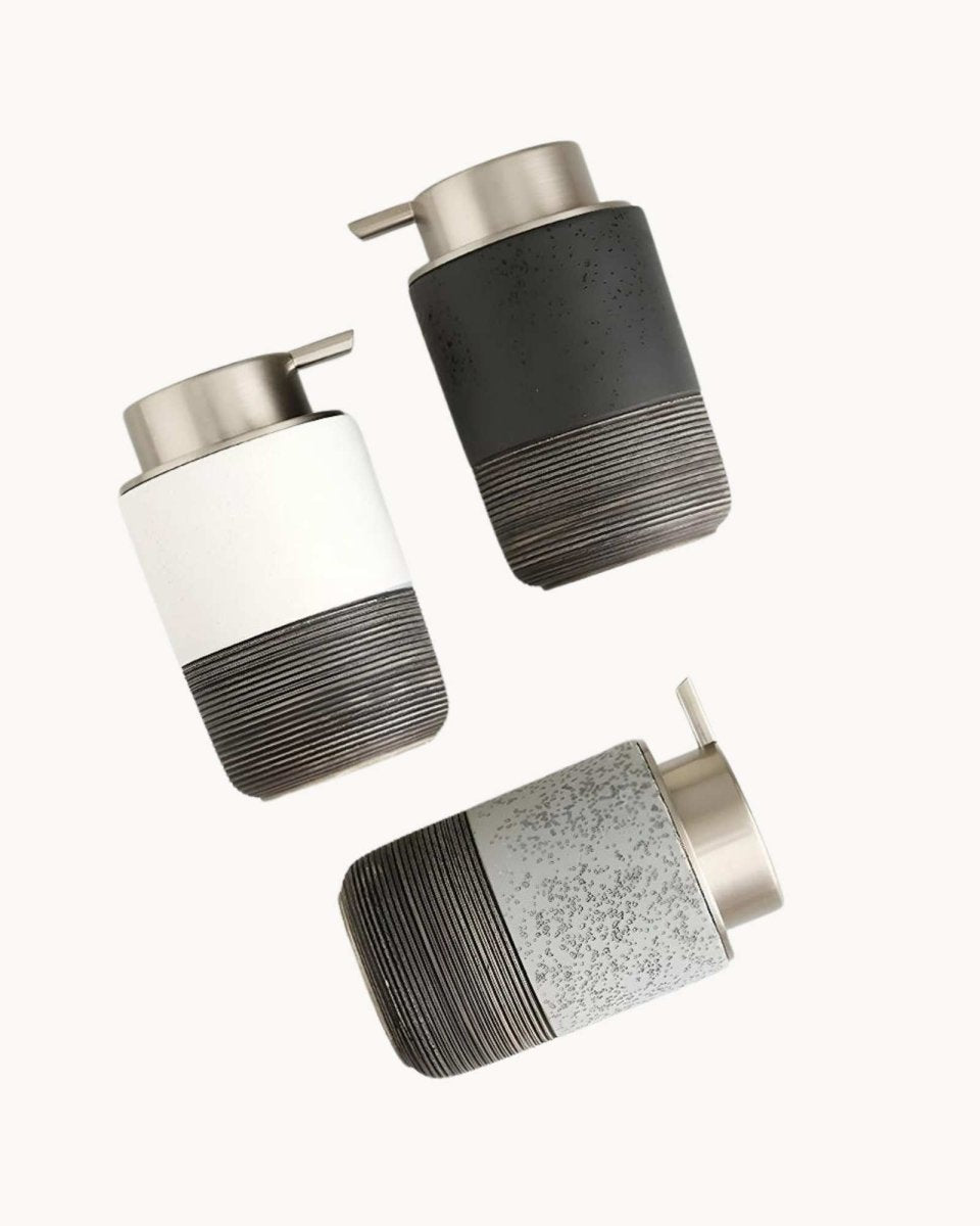 Textured Stoneware Soap Dispenser, 300 mL