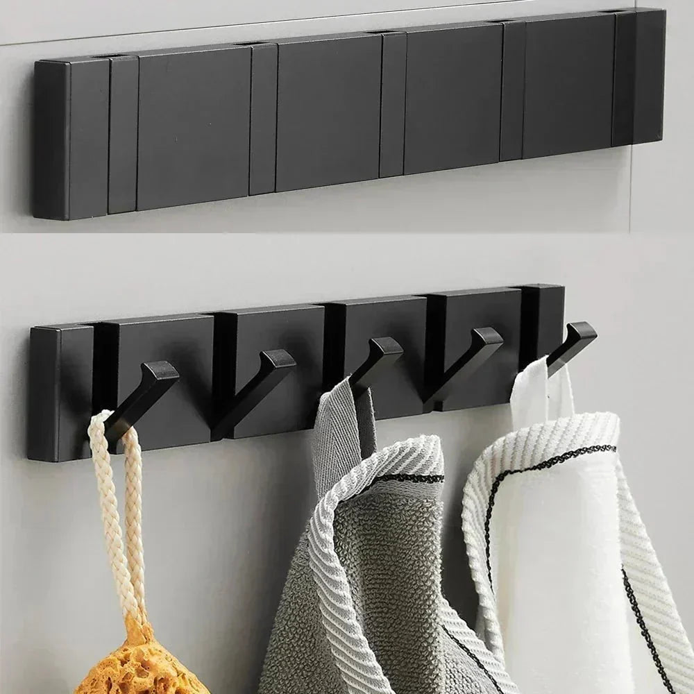 Foldable Stainless Steel Wall-Mounted Hook Rail