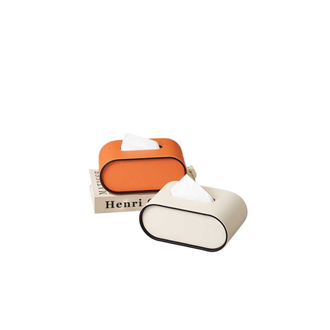 Oval Leather-Look Tissue Box Cover