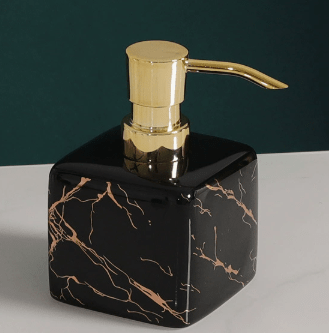 Marble-Effect Ceramic Soap Dispenser with Metal Pump