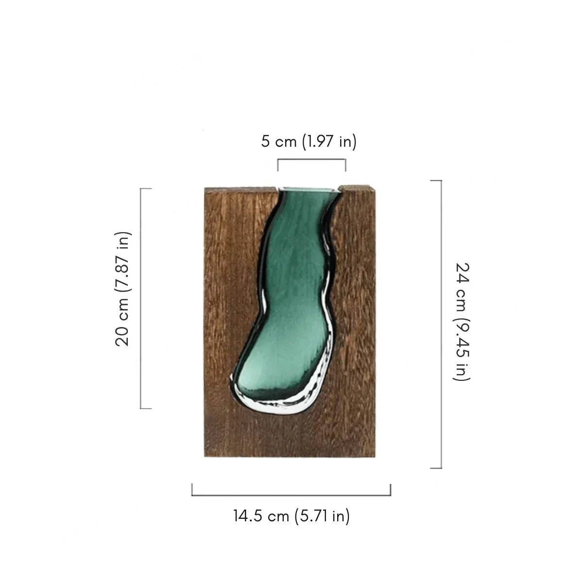 Wood and Tinted Glass Vase in Two Heights