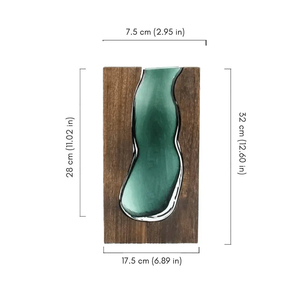 Wood and Tinted Glass Vase in Two Heights