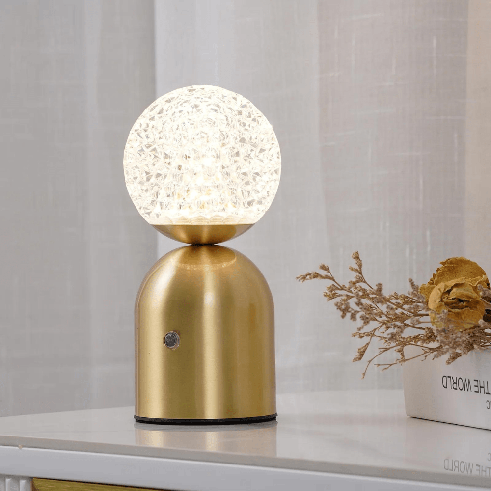 Gold Cordless Rechargeable Sculptural Table Lamp