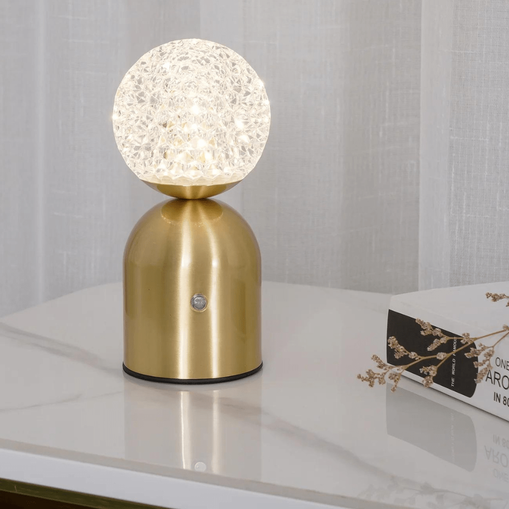 Gold Cordless Table Lamp – Sculptural Rechargeable Light