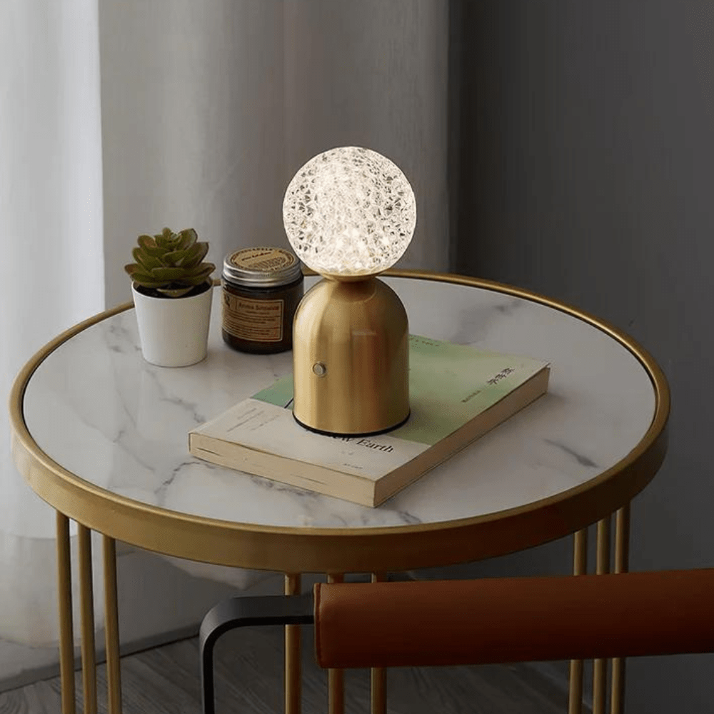 Gold Cordless Rechargeable Sculptural Table Lamp