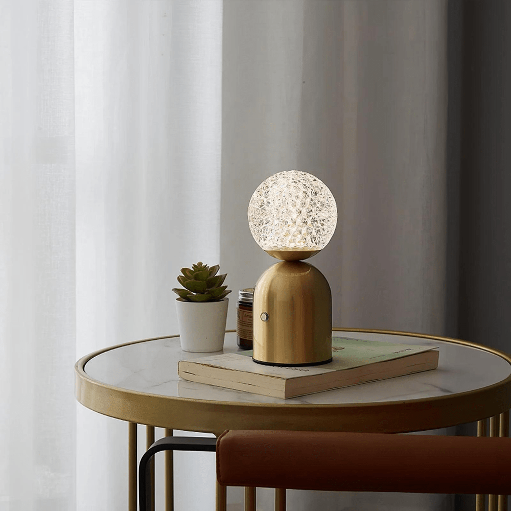 Gold Cordless Rechargeable Sculptural Table Lamp