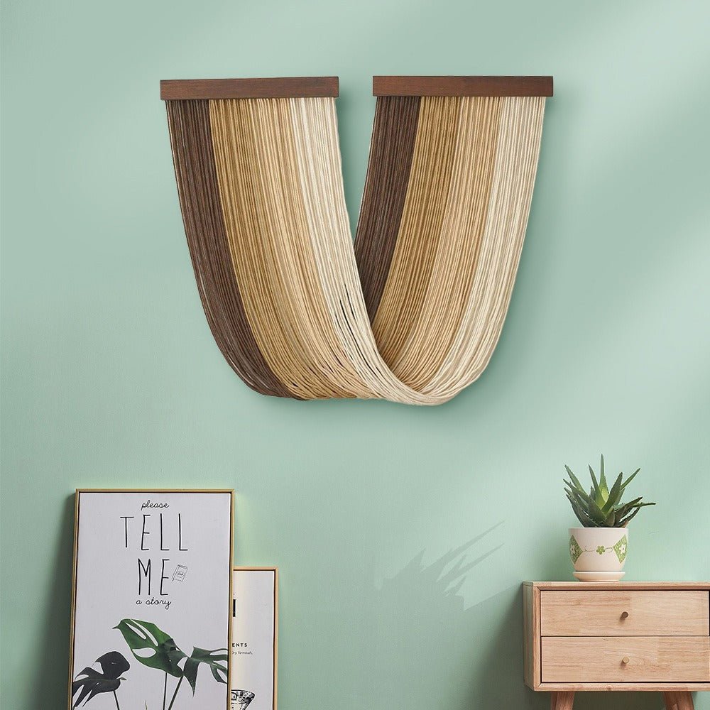 Woven Rope Wall Hanging with Wooden Bar