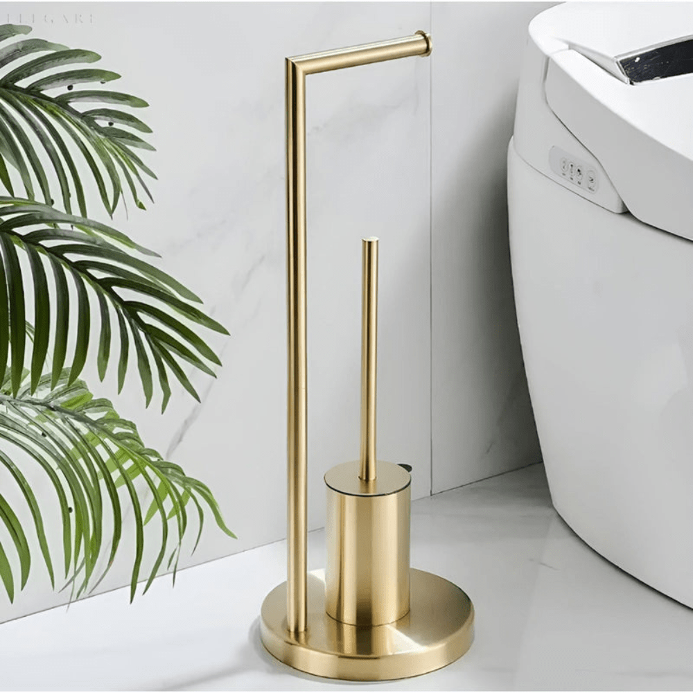 Freestanding Toilet Paper Holder with Concealed Brush