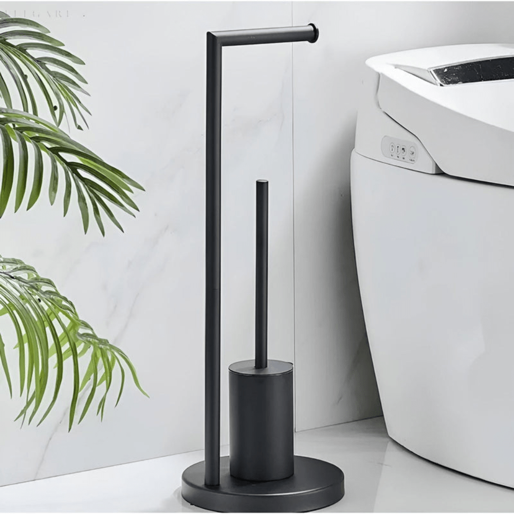 Freestanding Toilet Paper Holder with Concealed Brush