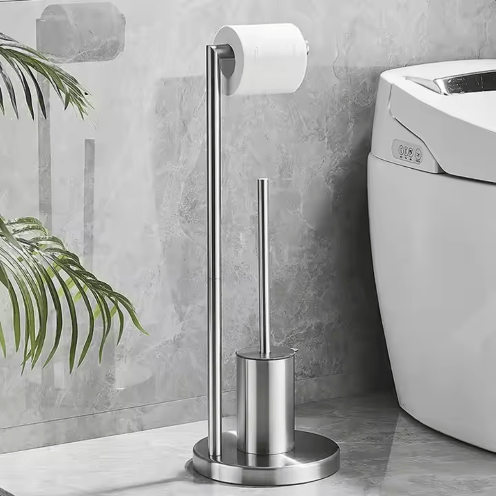 Freestanding Toilet Paper Holder with Concealed Brush
