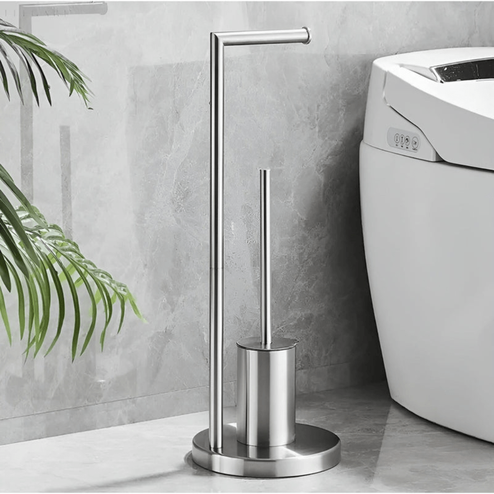 Freestanding Toilet Paper Holder with Concealed Brush
