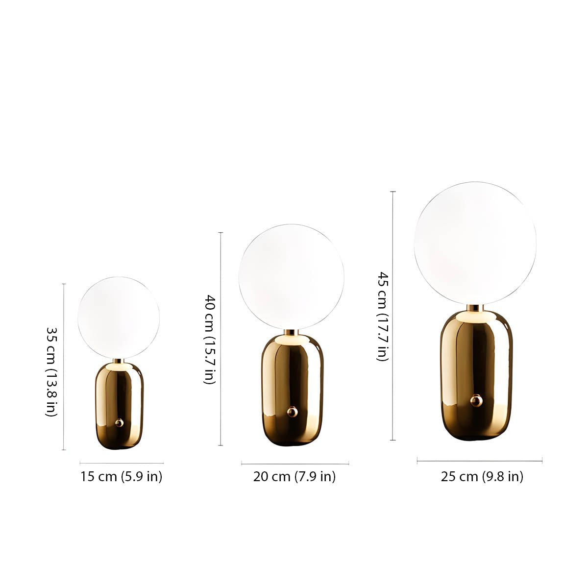 Spherical Table Lamp in Three Sizes and Finishes