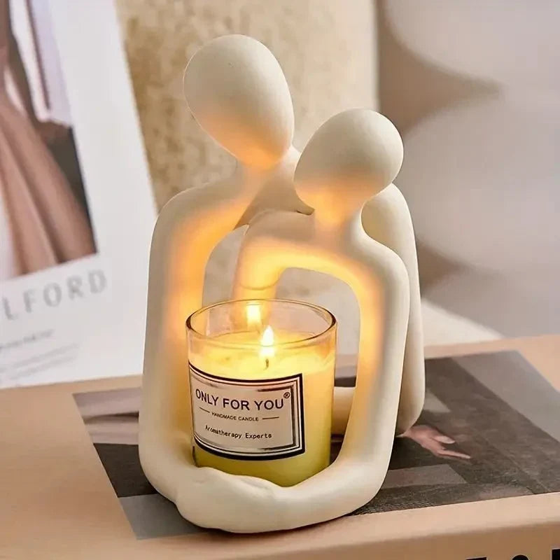 Abstract Couple Sculpture Phone Stand and Candle Holder
