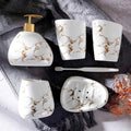 Marble-Effect Ceramic Bathroom Accessory Set