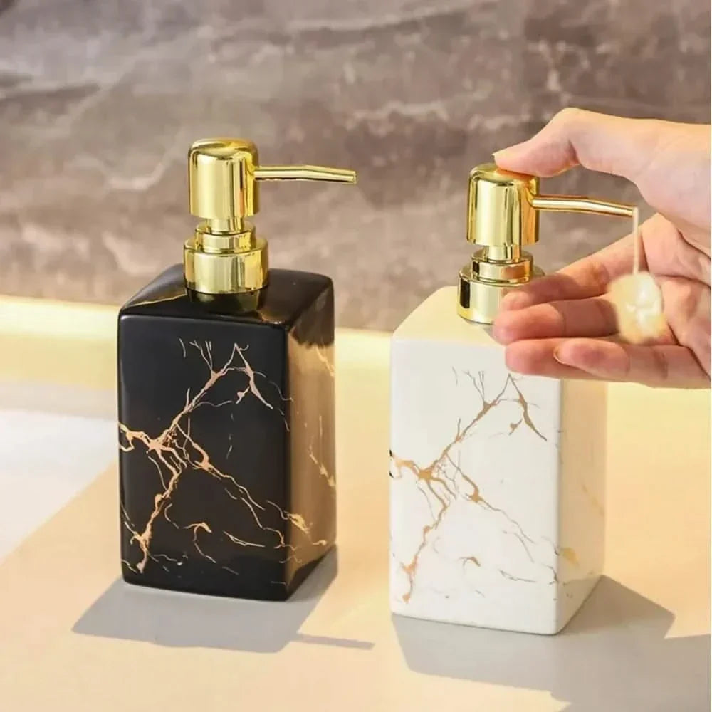 Black or White Marble-Effect Soap Dispenser