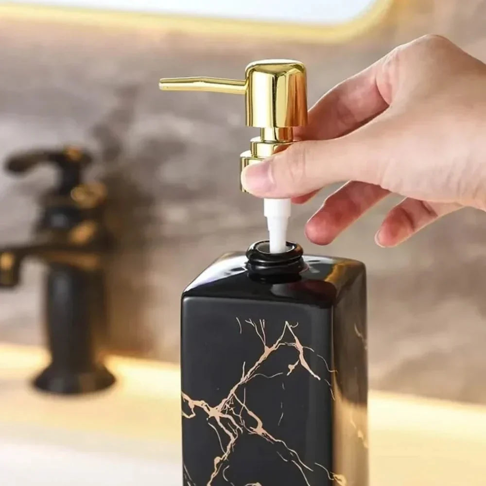 Black or White Marble-Effect Soap Dispenser