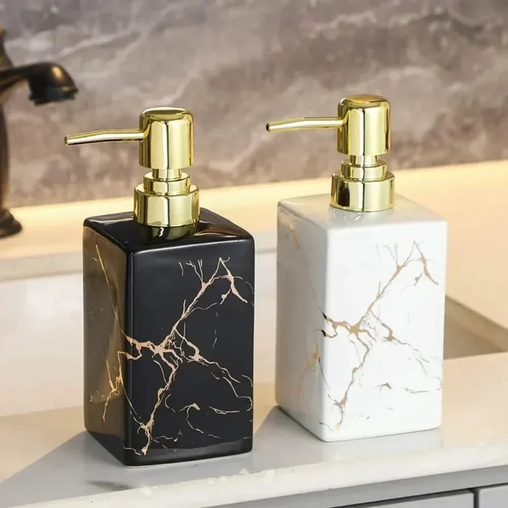 Black or White Marble-Effect Soap Dispenser